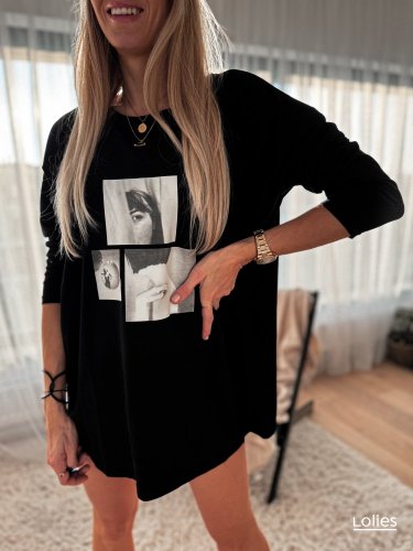 Oversized tričko LADY černé - Barva: Černá, Velikost: ONESIZE