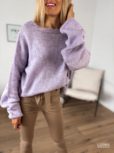 Vlněný svetr s mohérem SWEET lila