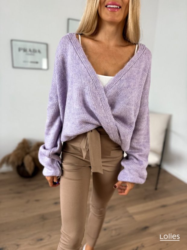 Vlněný svetr s mohérem SWEET lila - Barva: lila, Velikost: ONESIZE