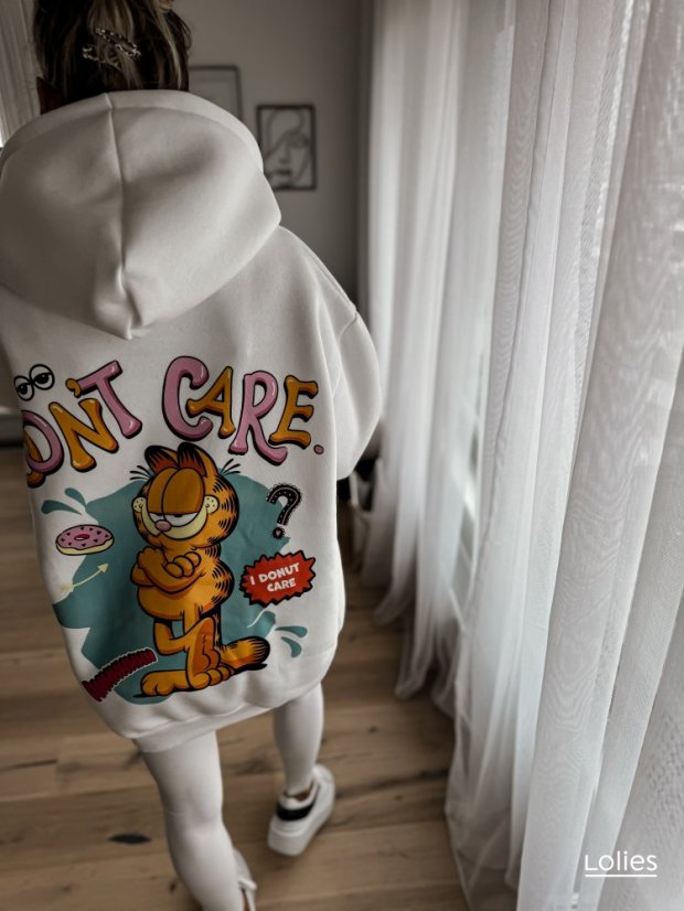 Bavlněná oversize mikina GARFIELD bílá