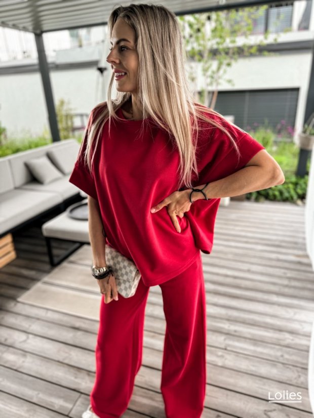 Komplet top + kalhoty COTOURE červená