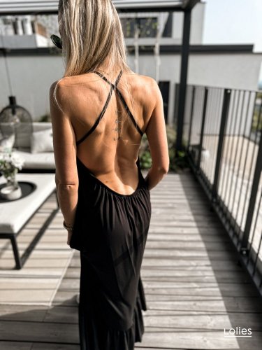 Šaty VALERIA s odhalenými zády černá