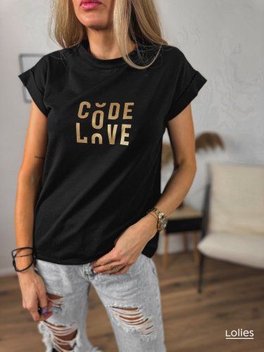 Tričko CODE LOVE černé - Barva: Černá, Velikost: M/L