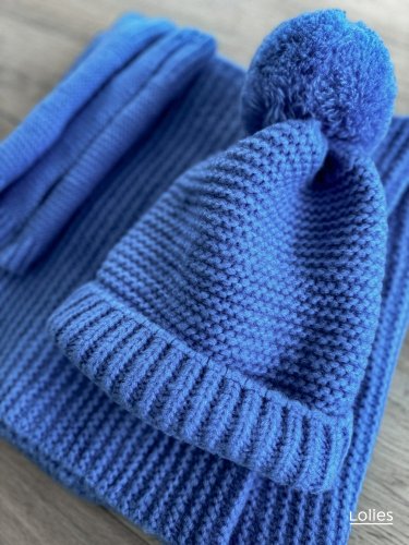 Set VERONA čepice, šála, rukavice modrá - Barva: Modrá, Velikost: ONESIZE