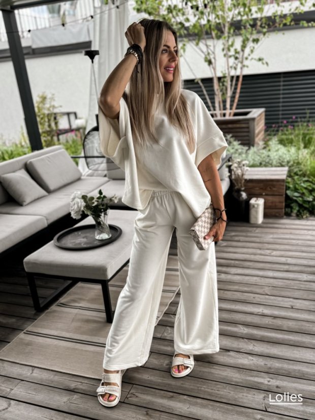 Komplet top + kalhoty COTOURE off-white - Barva: Off-white, Velikost: ONESIZE