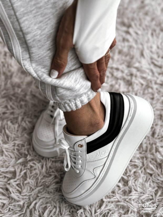 Kožené boty FAMOUS na platformě bílé - Barva: Bílá, BOTY VELIKOST: 39