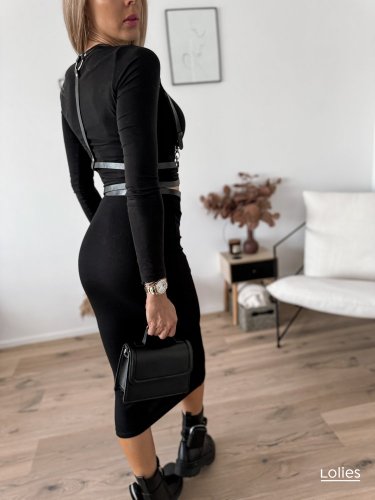 Žebrovaná MAXI sukně černá