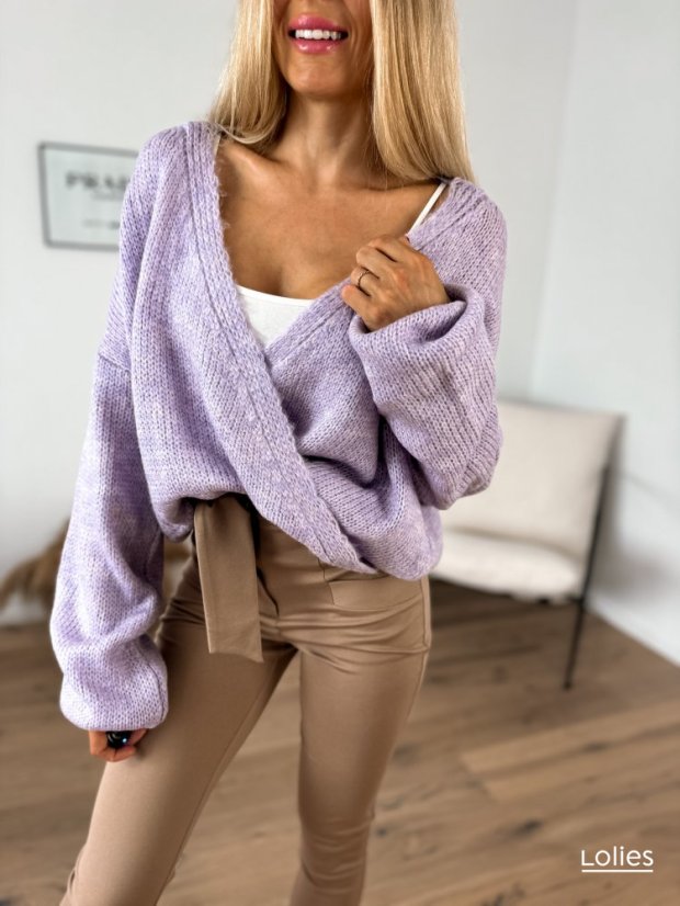 Vlněný svetr s mohérem SWEET lila - Barva: lila, Velikost: ONESIZE
