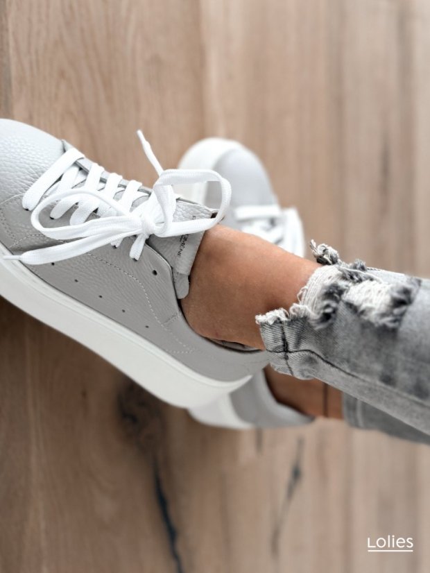 Kožené boty BRIGGITE na platformě šedé - Barva: Šedá, BOTY VELIKOST: 41