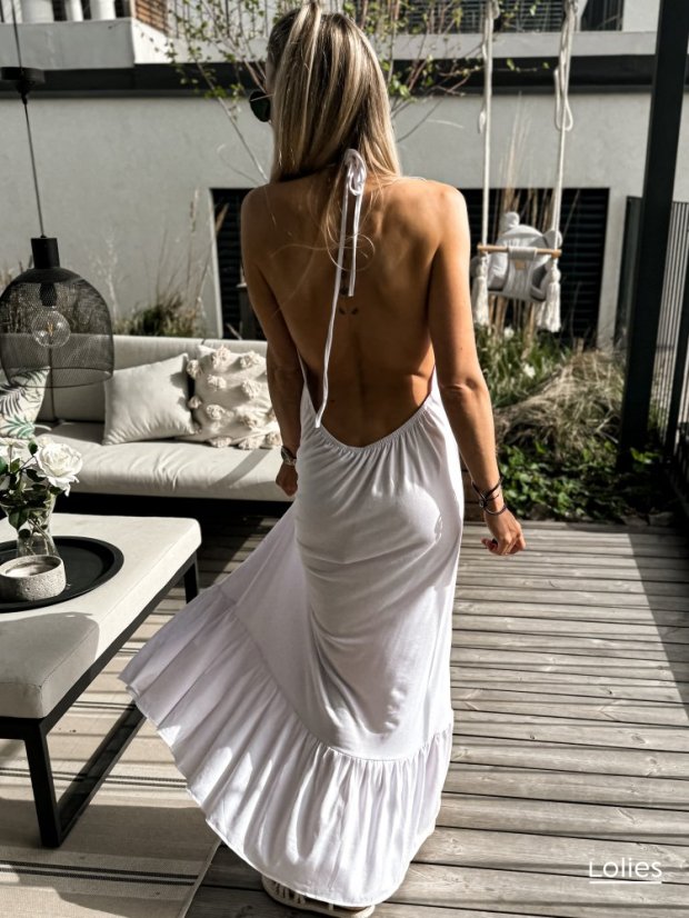 Šaty VALERIA s odhalenými zády bílá - Barva: Bílá, Velikost: ONESIZE