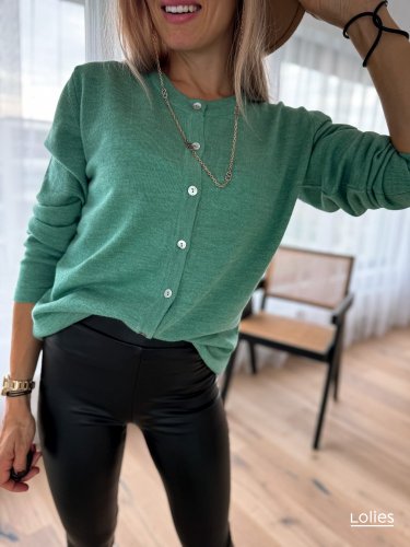 Luxusní svetr MERINO s dlouhým rukávem zelený - Barva: Zelená, Velikost: S
